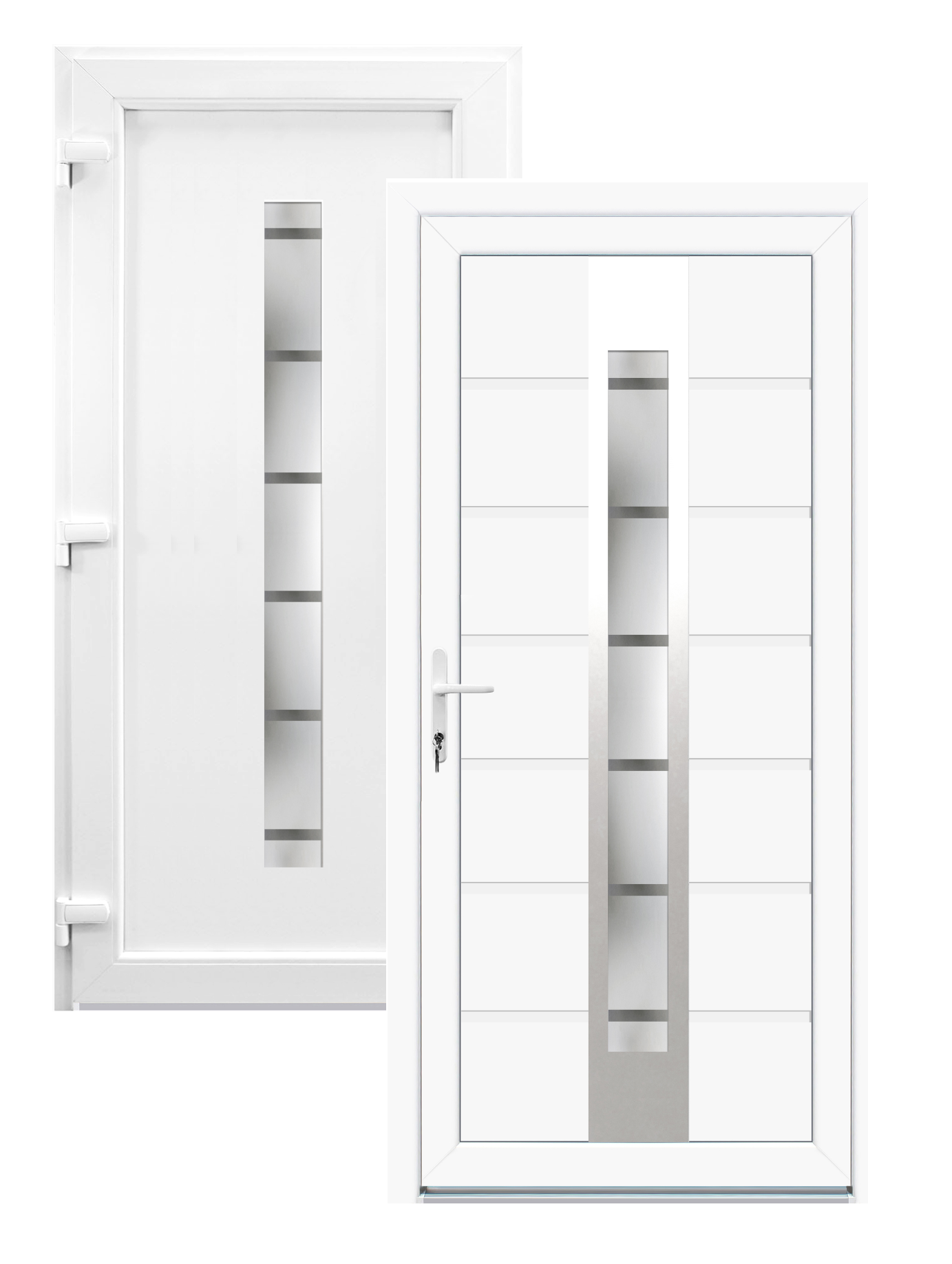 KT48 üveges (Satina), 100x210 cm, műanyag bejárati ajtó, balos, befele nyíló