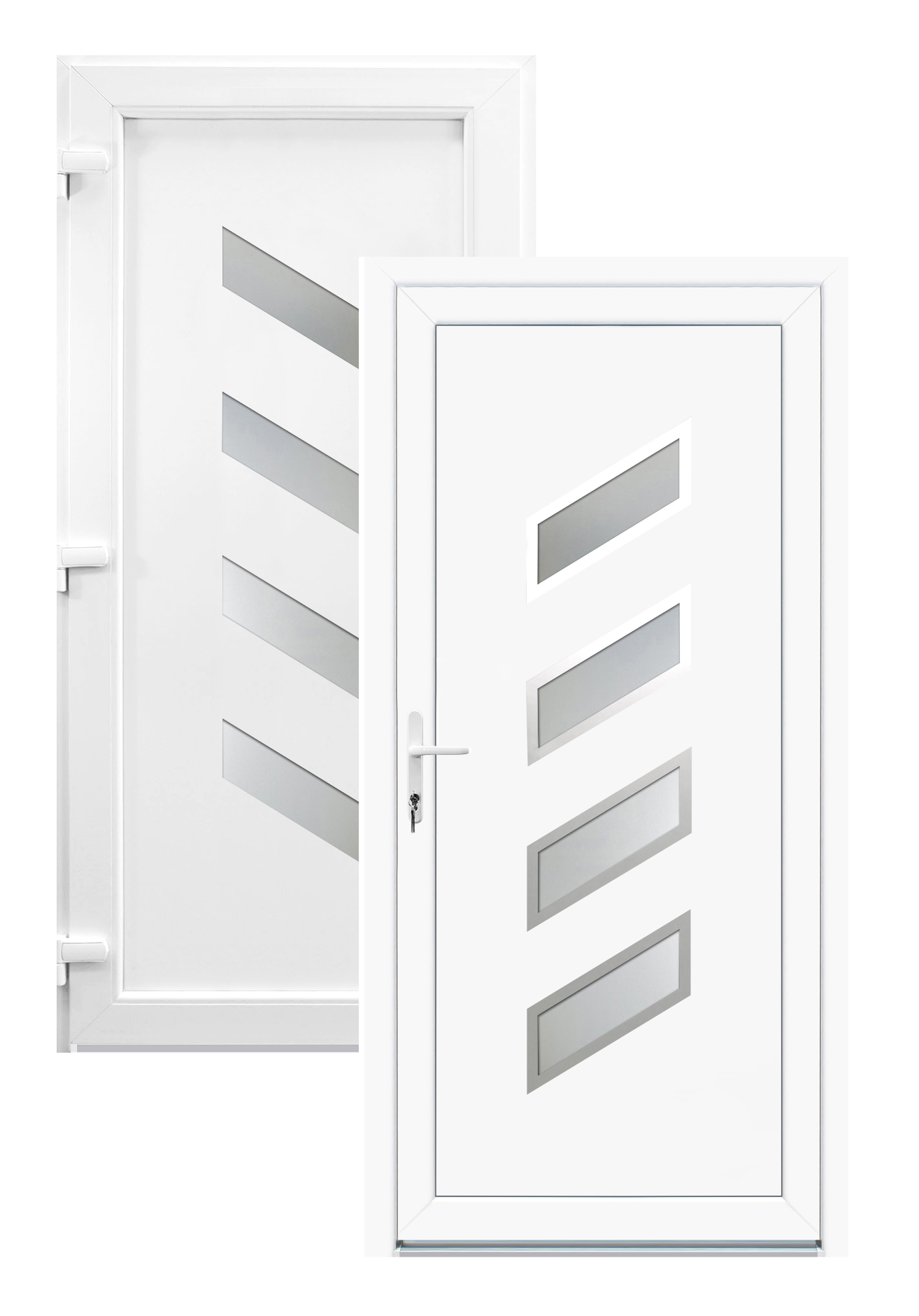 KF18 üveges (Satina), 100x210 cm, műanyag bejárati ajtó, balos, befele nyíló