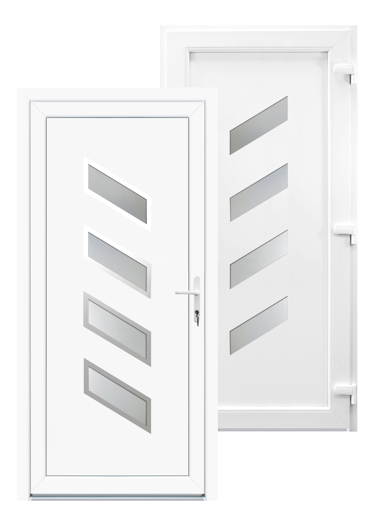 KF18 üveges (Satina), 100x210 cm, műanyag bejárati ajtó, jobbos, befele nyíló