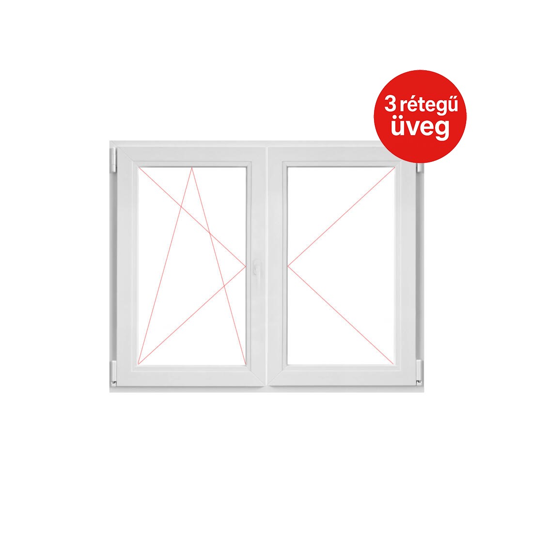 150x120 cm, műanyag középen felnyíló/bukó-nyíló ablak, balos